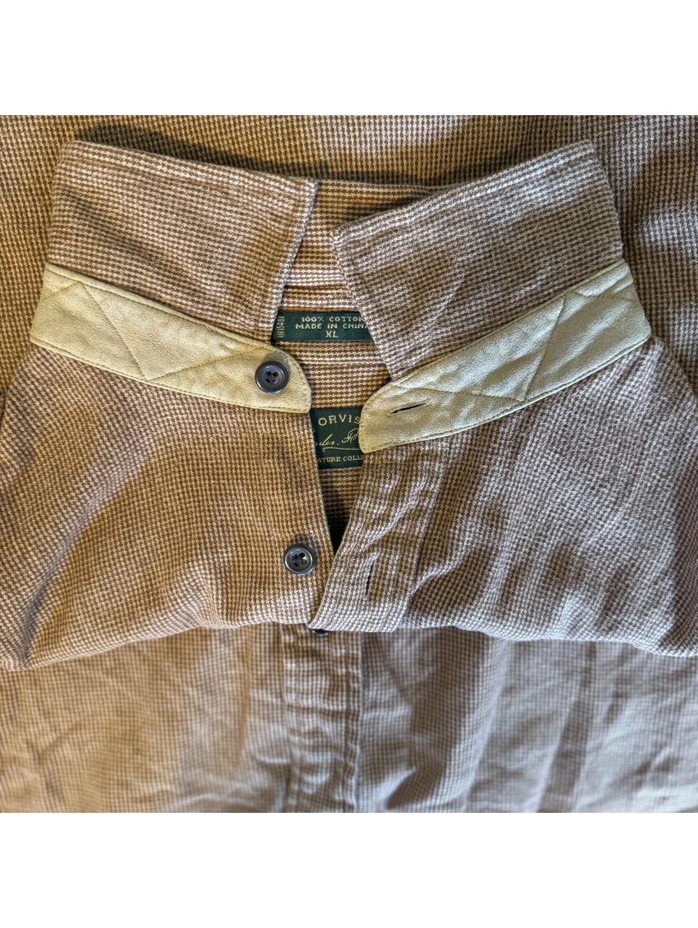Vintage Y2K Orvis Charles F Orvis XL Field Shirt Suede Elbow Patch Cotton Brown